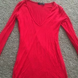 Mini red v-neck dress
